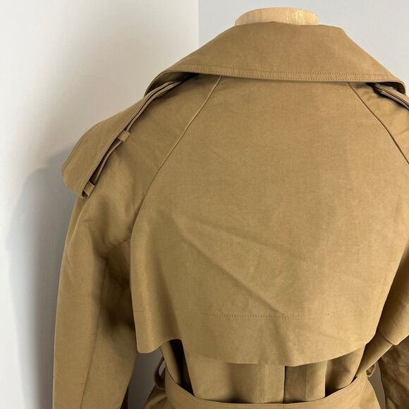 Flash Women's Size 1 US S Tan Khaki Flannel Overcoat Peacoat Jacket Korea Trench - Picture 9 of 16